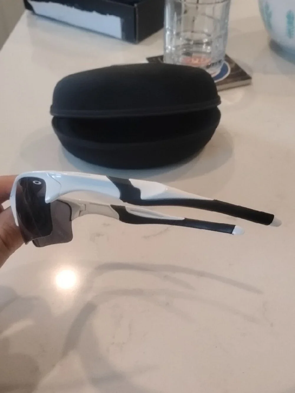 Oakley White and Black Half Jacket Frames With Black Lenses